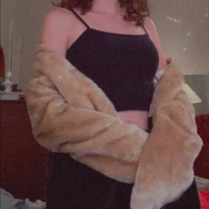 2000’s black and tan faux fur coat